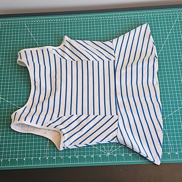 ann taylor peplum white with blue stripe top medium - Picture 4 of 4